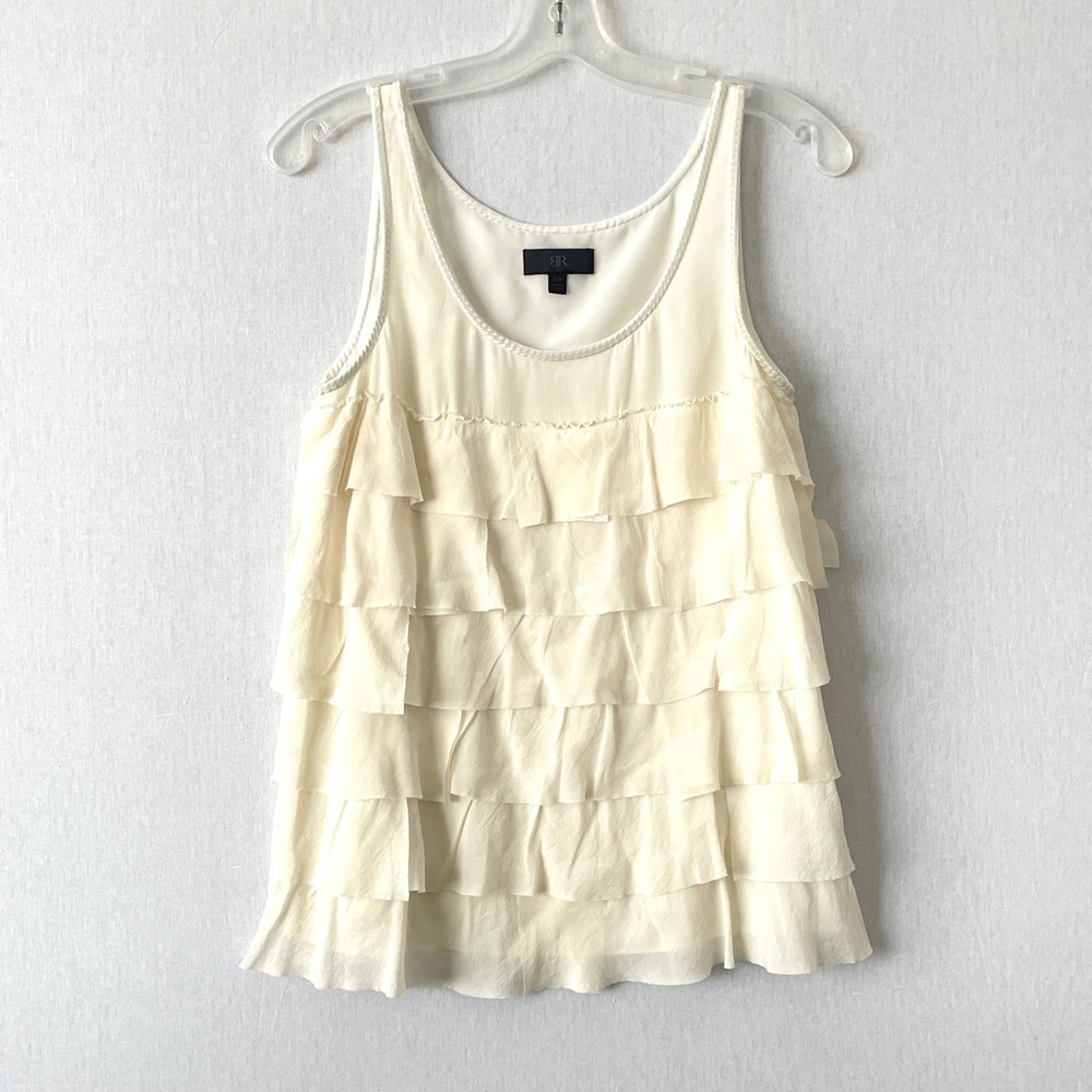 Banana Republic Silk Ivory Cream Ruffle Tank Top